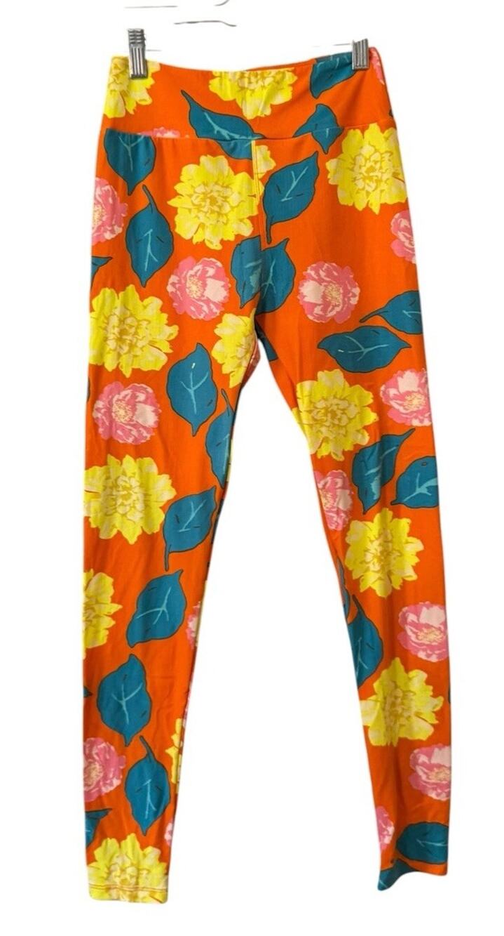 LulaRoe Women Sz OS Leggings Stretch Floral Retro Hippie Colorful‎ Vacation City